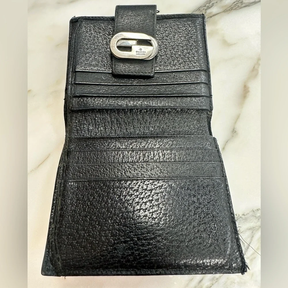 GUCCI - interlocking G Logo black and orange small wallet - Picture 8 of 15